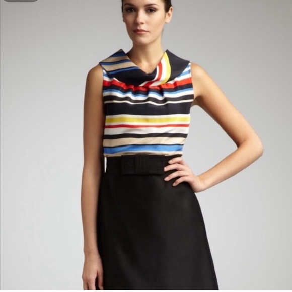 NWT Kate Spade Live Colorfully Silk Stripe Sleeveless Cowl Neck Top - Picture 8 of 8